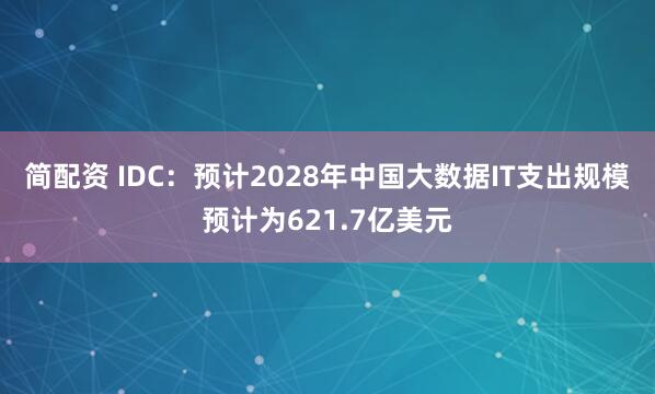 简配资 IDC:预计2028年中国大数据IT支出规模预计为621.7亿美元