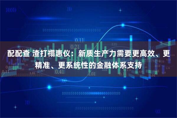 配配查 渣打禤惠仪：新质生产力需要更高效、更精准、更系统性的金融体系支持
