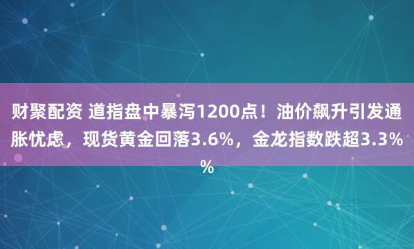 财聚配资 道指盘中暴泻1200点！油价飙升引发通胀忧虑，现货黄金回落3.6%，金龙指数跌超3.3%
